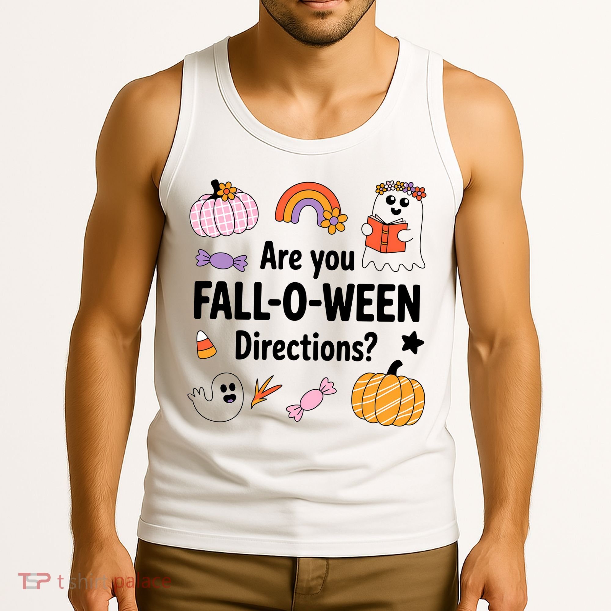 Are You Fall O Ween Directions Teacher Halloween Ghost Tank Top
