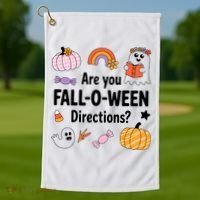 Are You Fall O Ween Directions Teacher Halloween Ghost Golf Towel thumb 1
