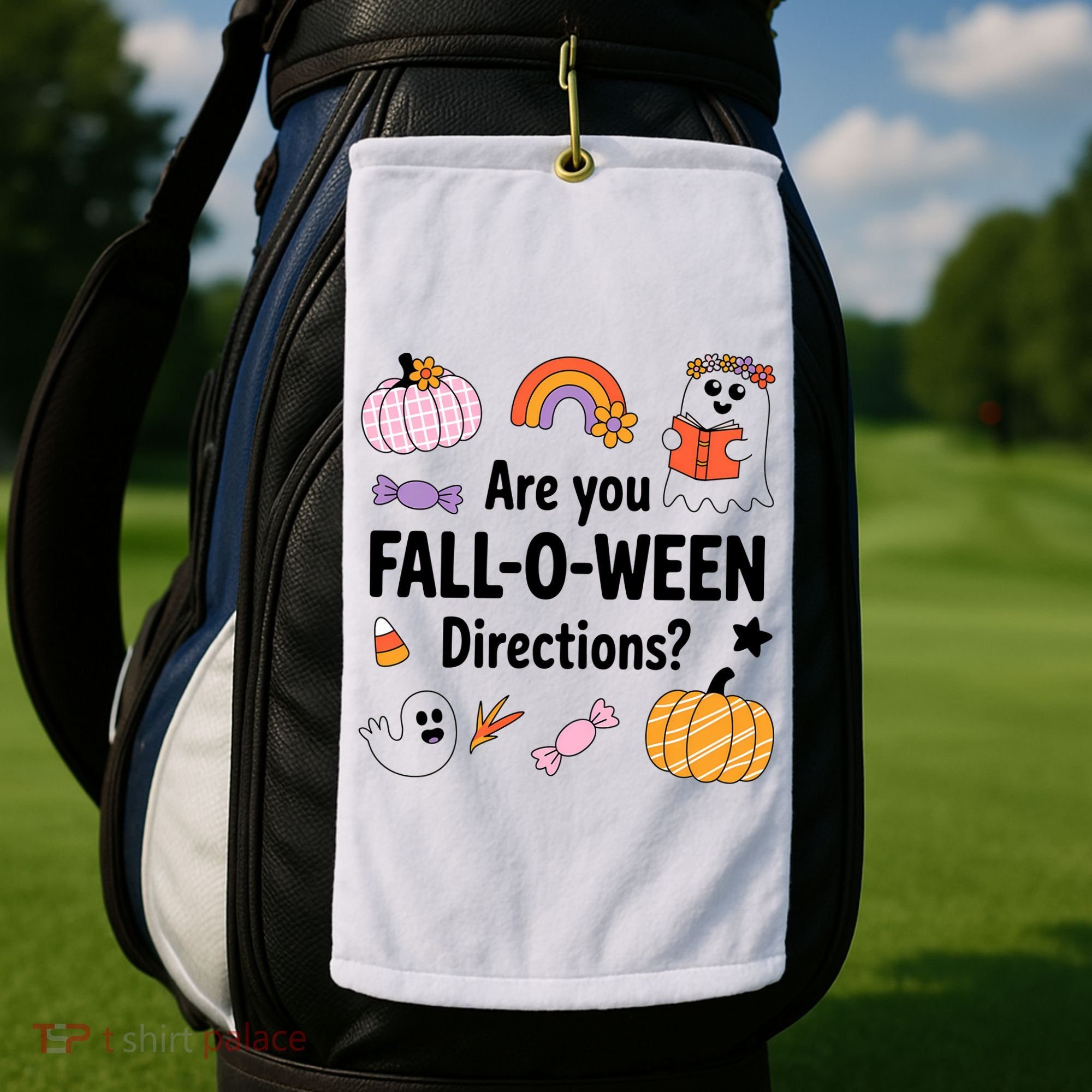 Are You Fall O Ween Directions Teacher Halloween Ghost Golf Towel