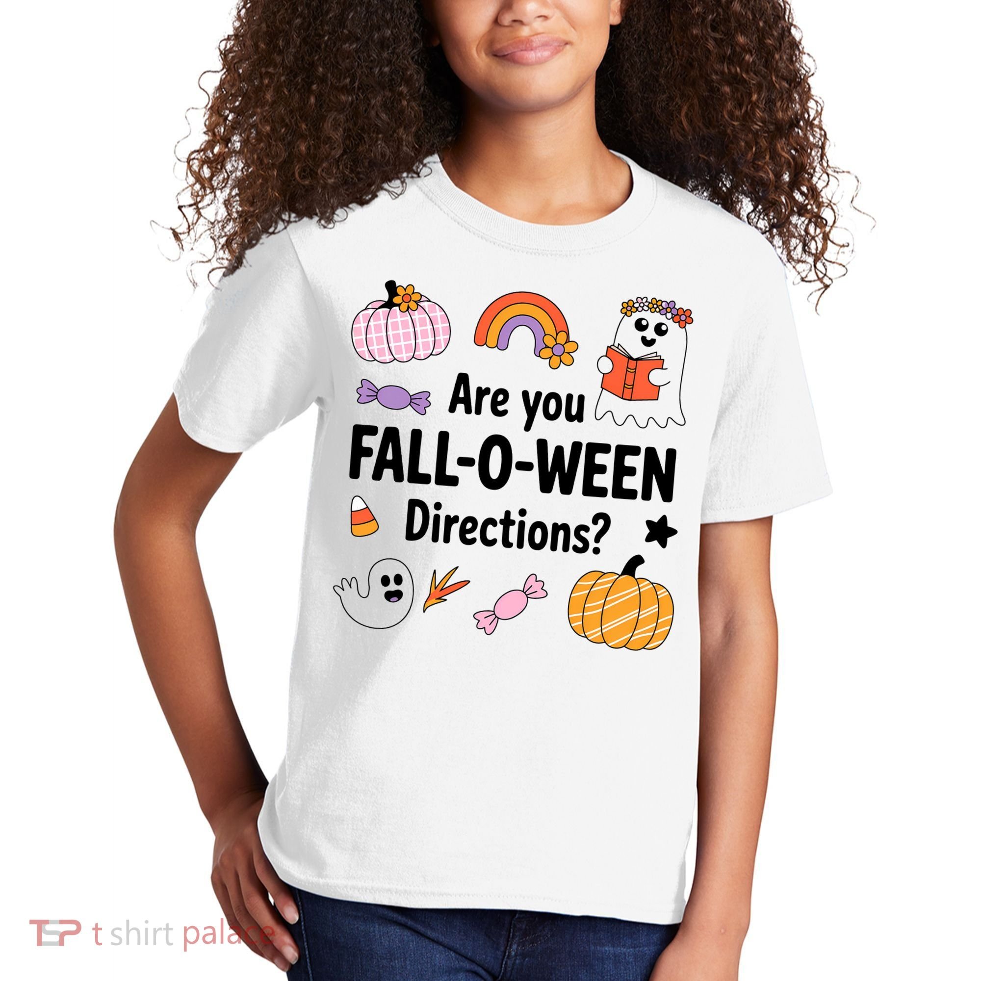 Are You Fall O Ween Directions Teacher Halloween Ghost Kids T-Shirt