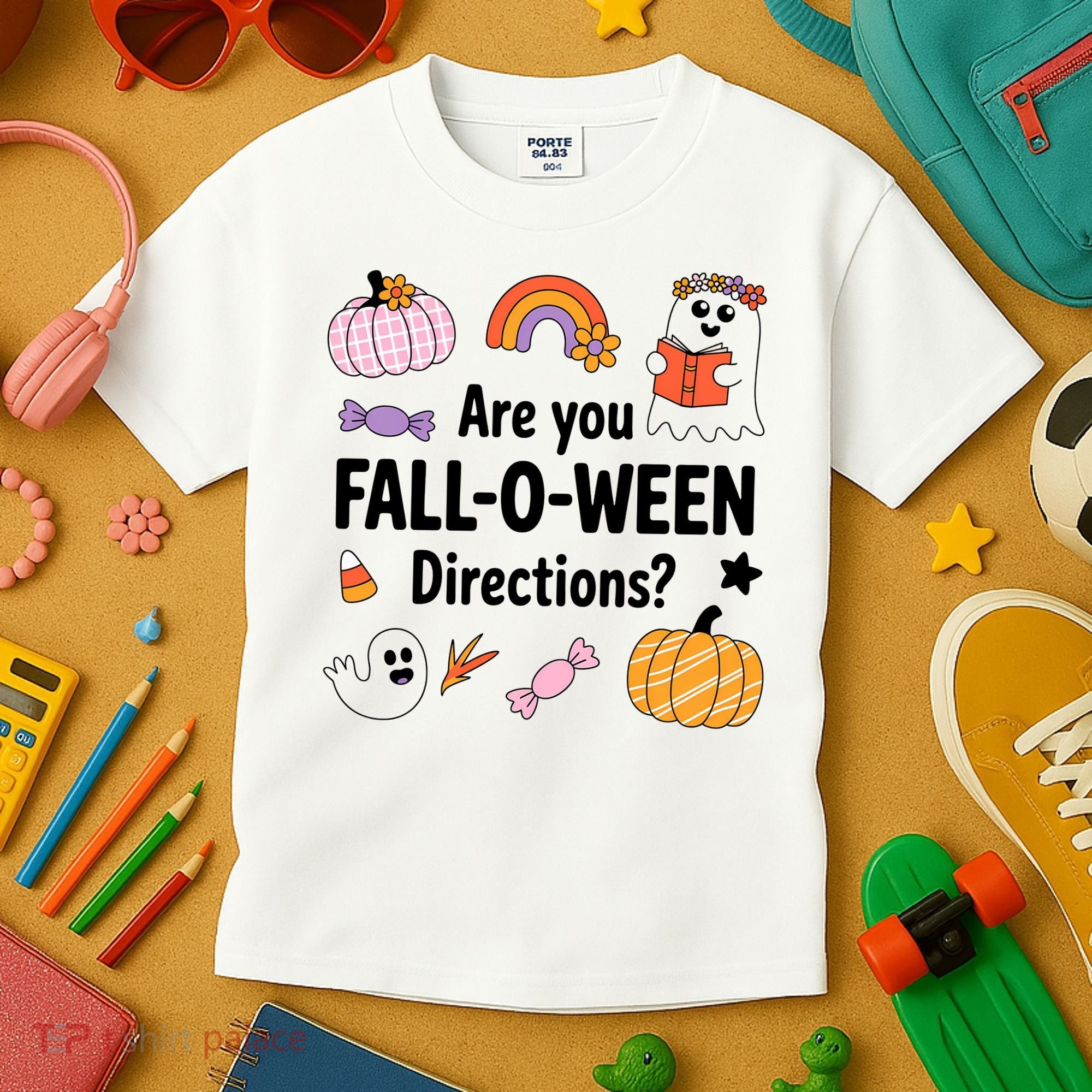 Are You Fall O Ween Directions Teacher Halloween Ghost Kids T-Shirt