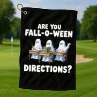 Are You Fall O Ween Directions Funny Teacher Halloween Ghosts Golf Towel thumb 1