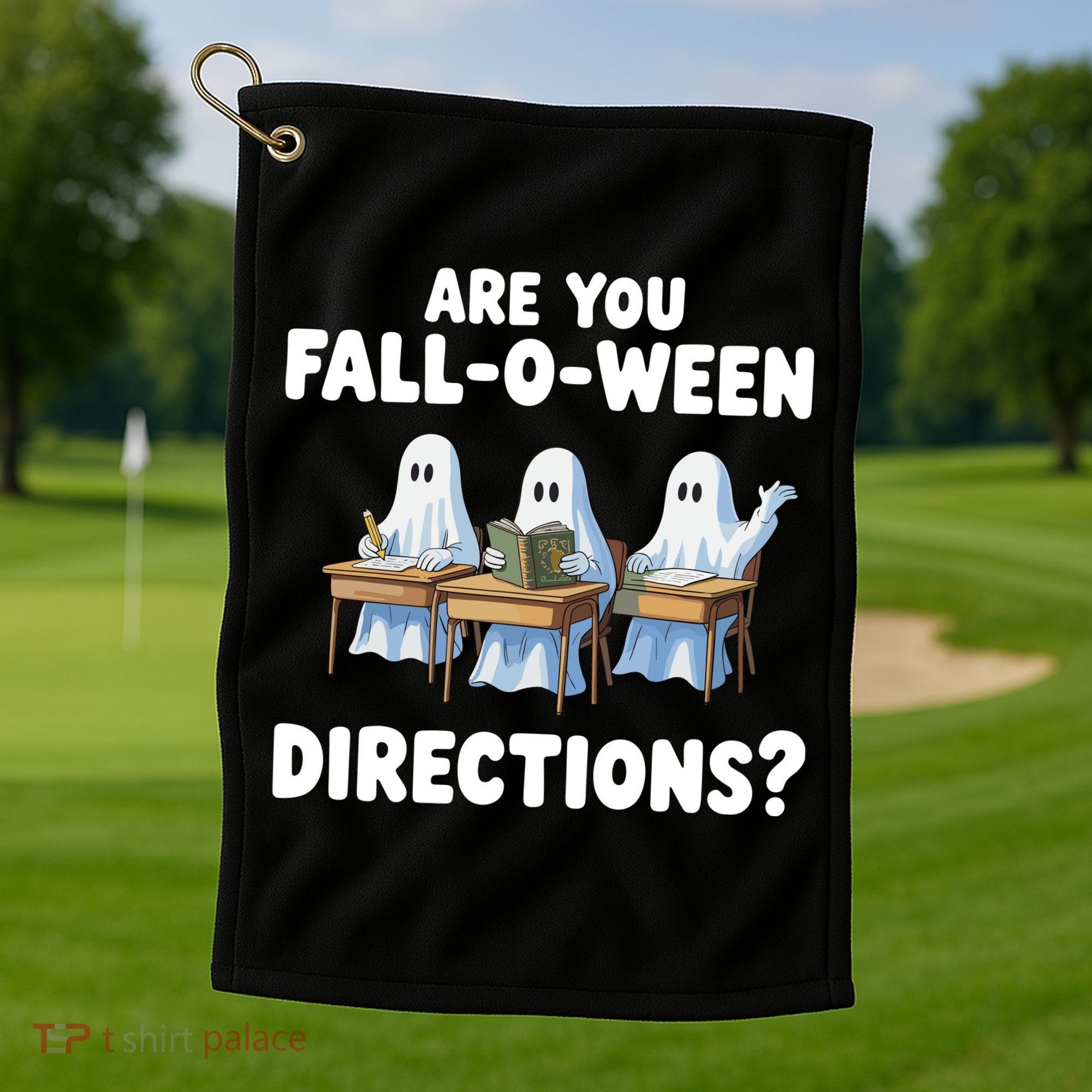 Are You Fall O Ween Directions Funny Teacher Halloween Ghosts Golf Towel