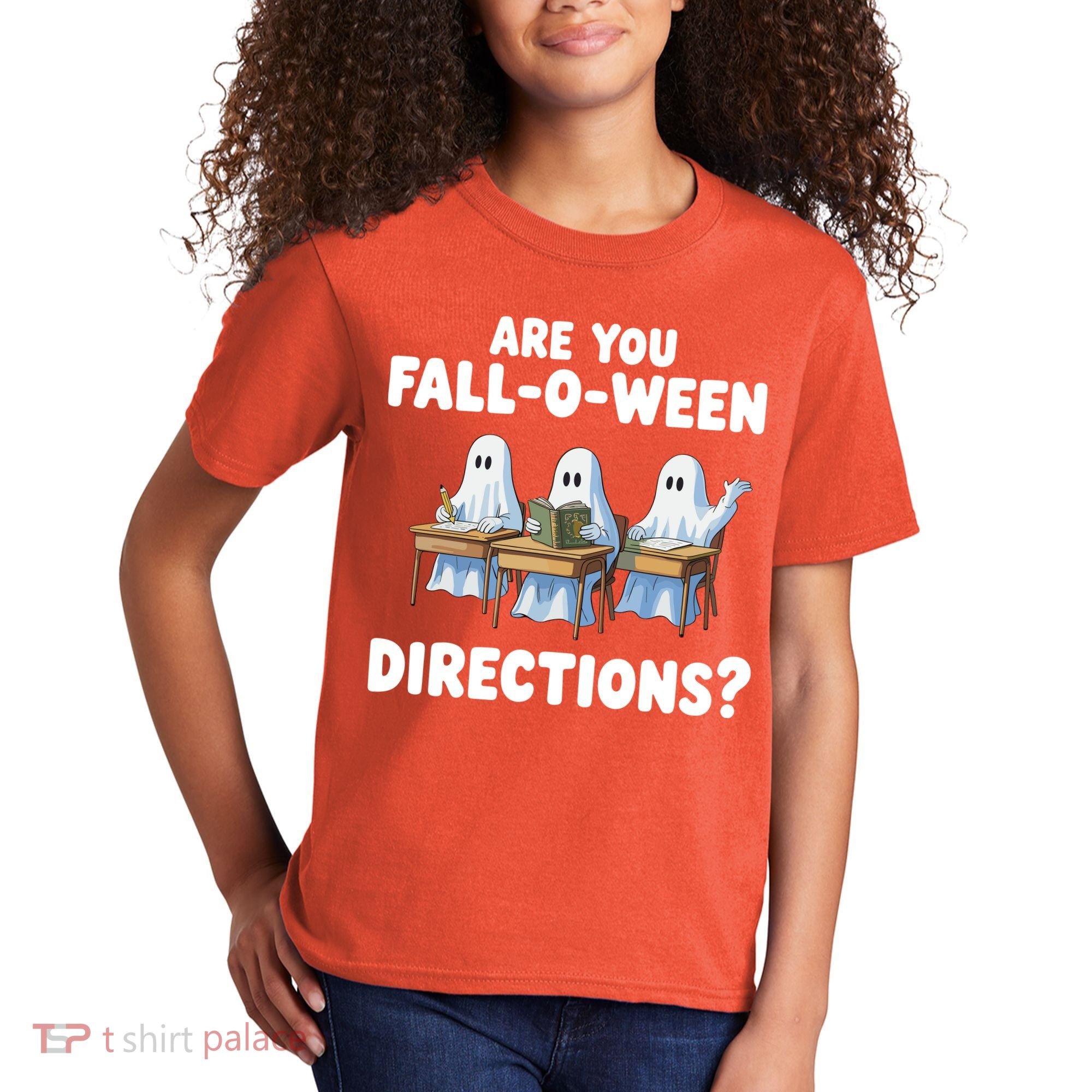 Are You Fall O Ween Directions Funny Teacher Halloween Ghosts Kids T-Shirt