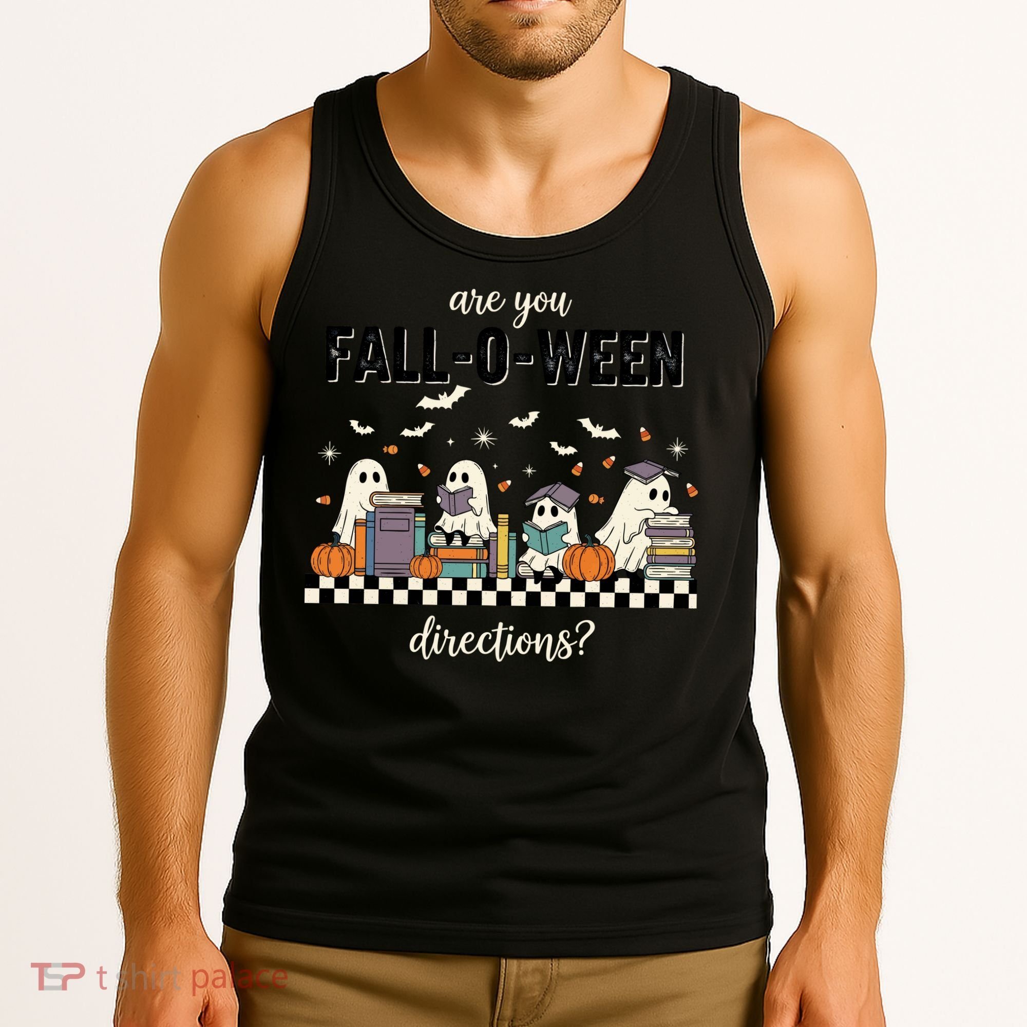 Are You Fallo Ween Directions Reading Ghost Halloween Teacher Tank Top