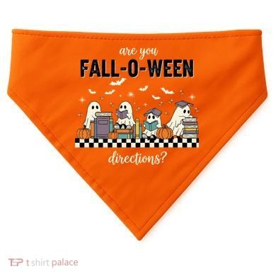 Are You Fallo Ween Directions Reading Ghost Halloween Teacher USA-Made Doggie Bandana