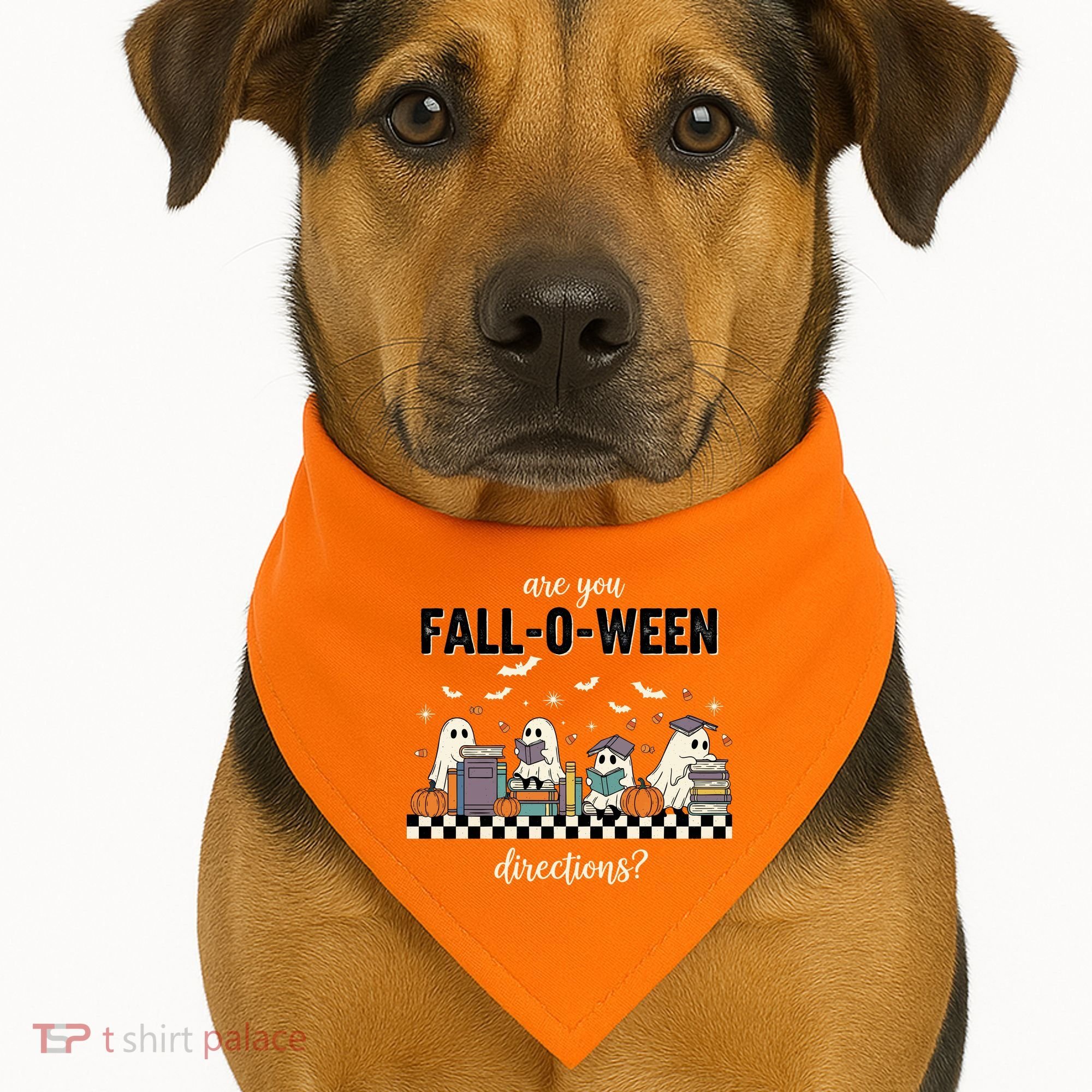 Are You Fallo Ween Directions Reading Ghost Halloween Teacher USA-Made Doggie Bandana