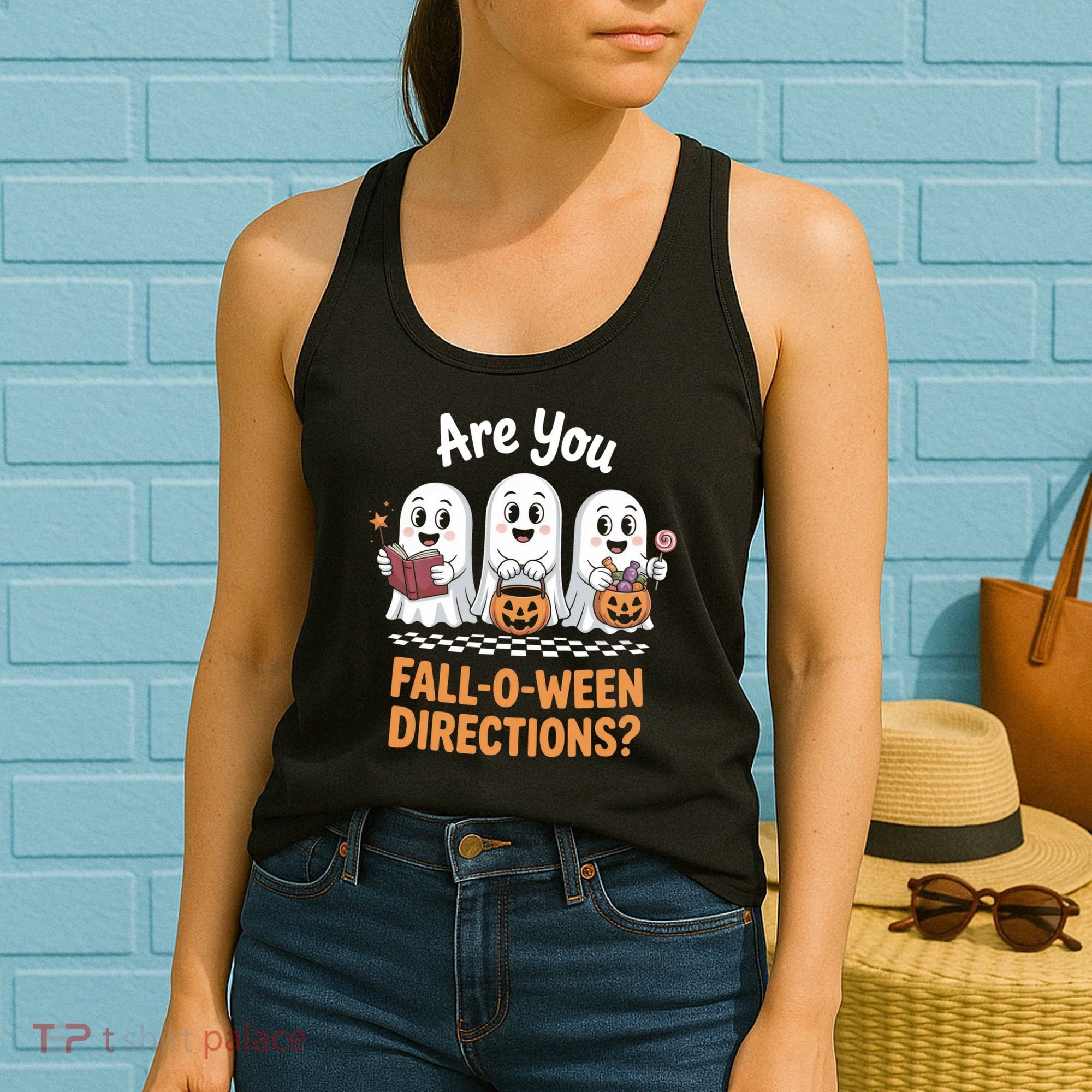 Are You Fall-O-Ween Directions Cute Halloween Teacher Ghost Women's Tank Top