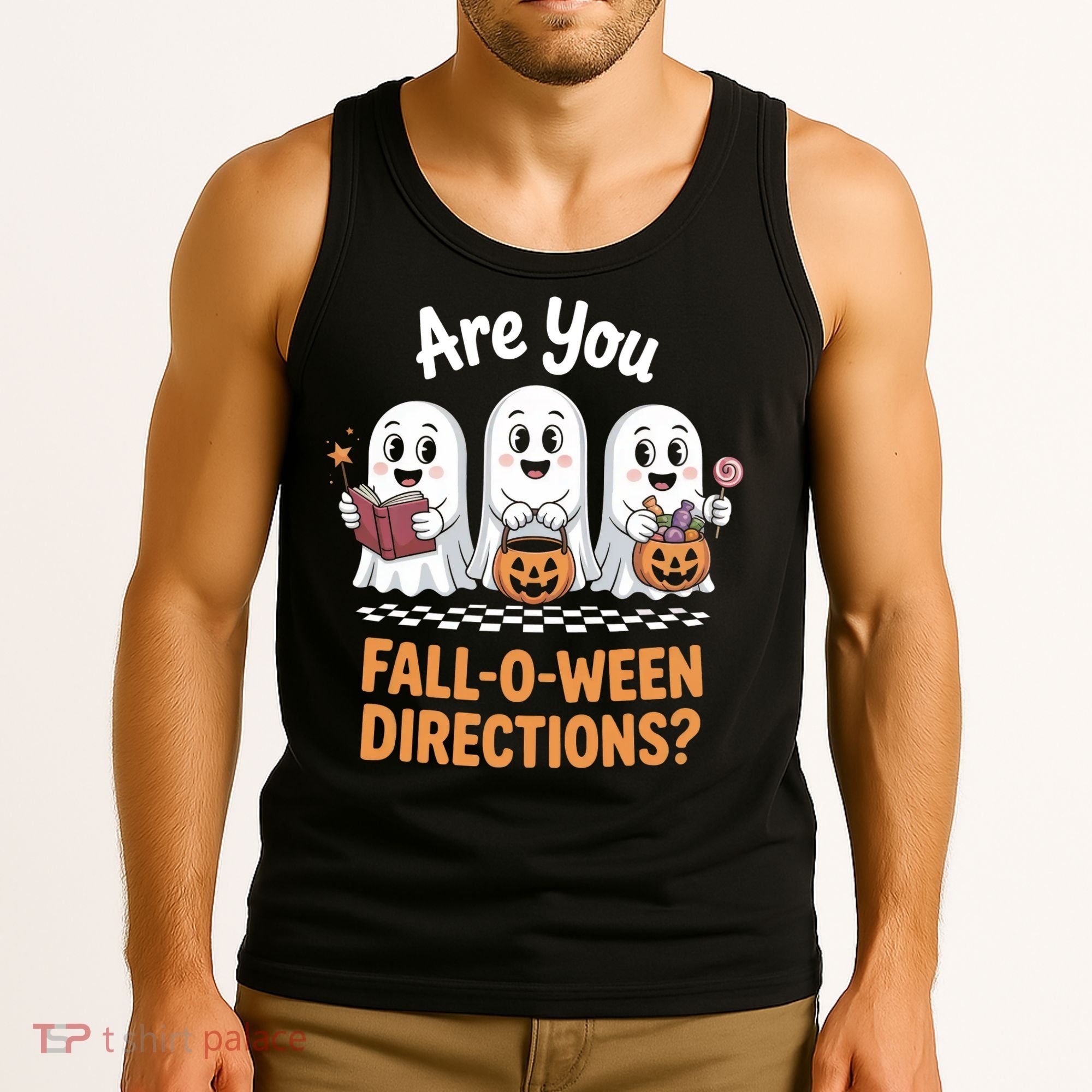 Are You Fall-O-Ween Directions Cute Halloween Teacher Ghost Tank Top