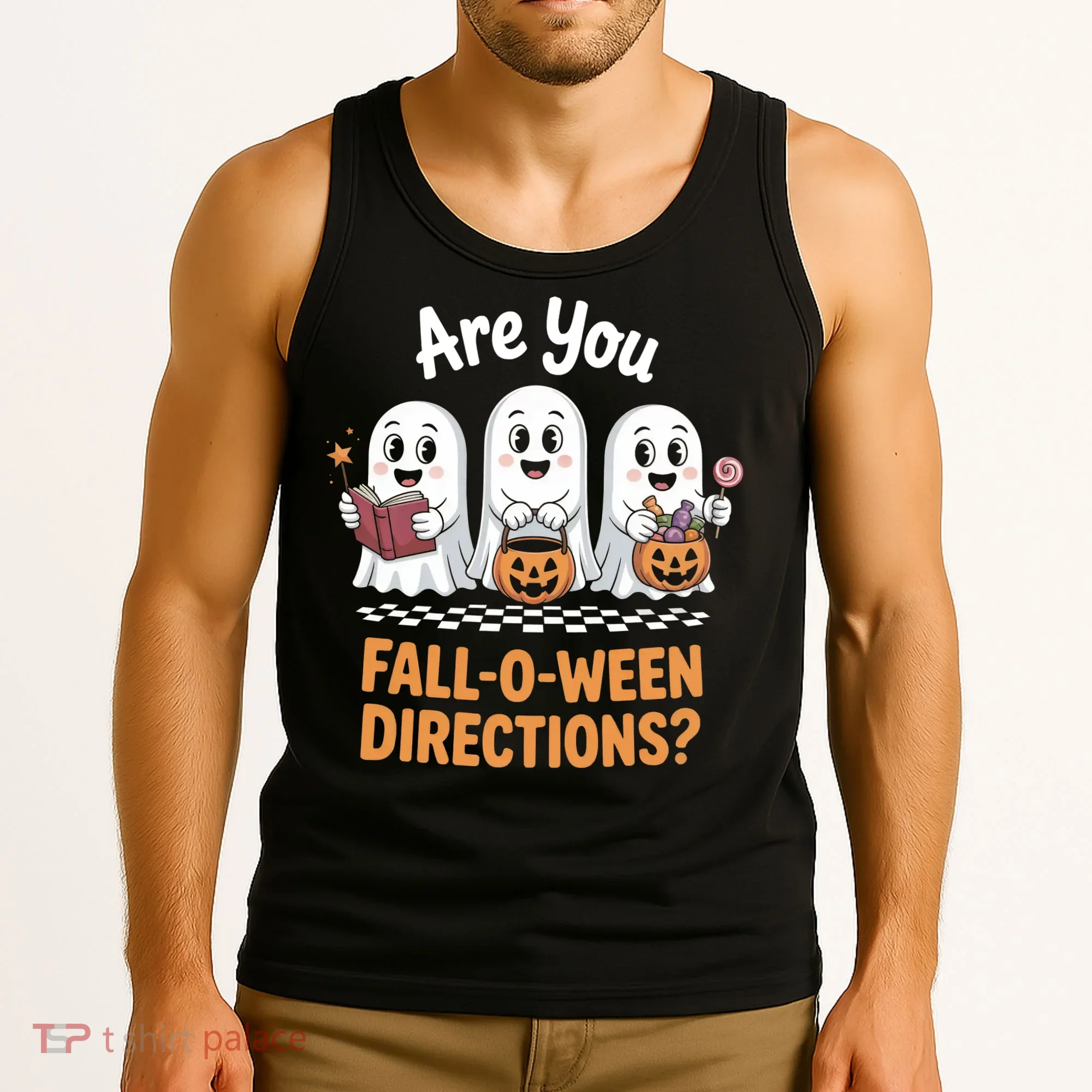 Are You Fall-O-Ween Directions Cute Halloween Teacher Ghost Tank Top