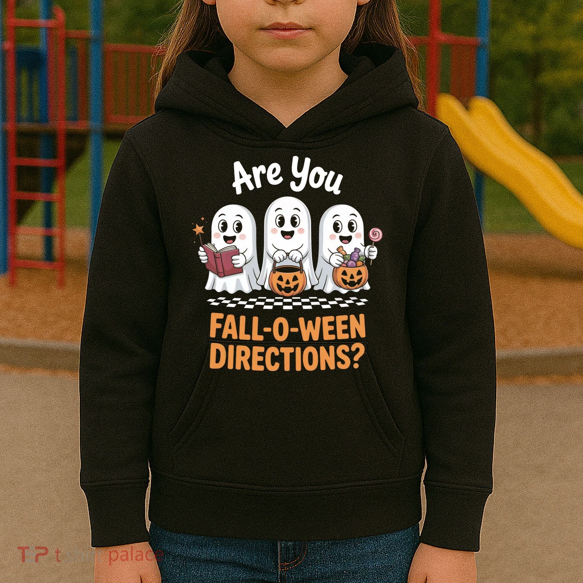 Are You Fall-O-Ween Directions Cute Halloween Teacher Ghost Kids Hoodie