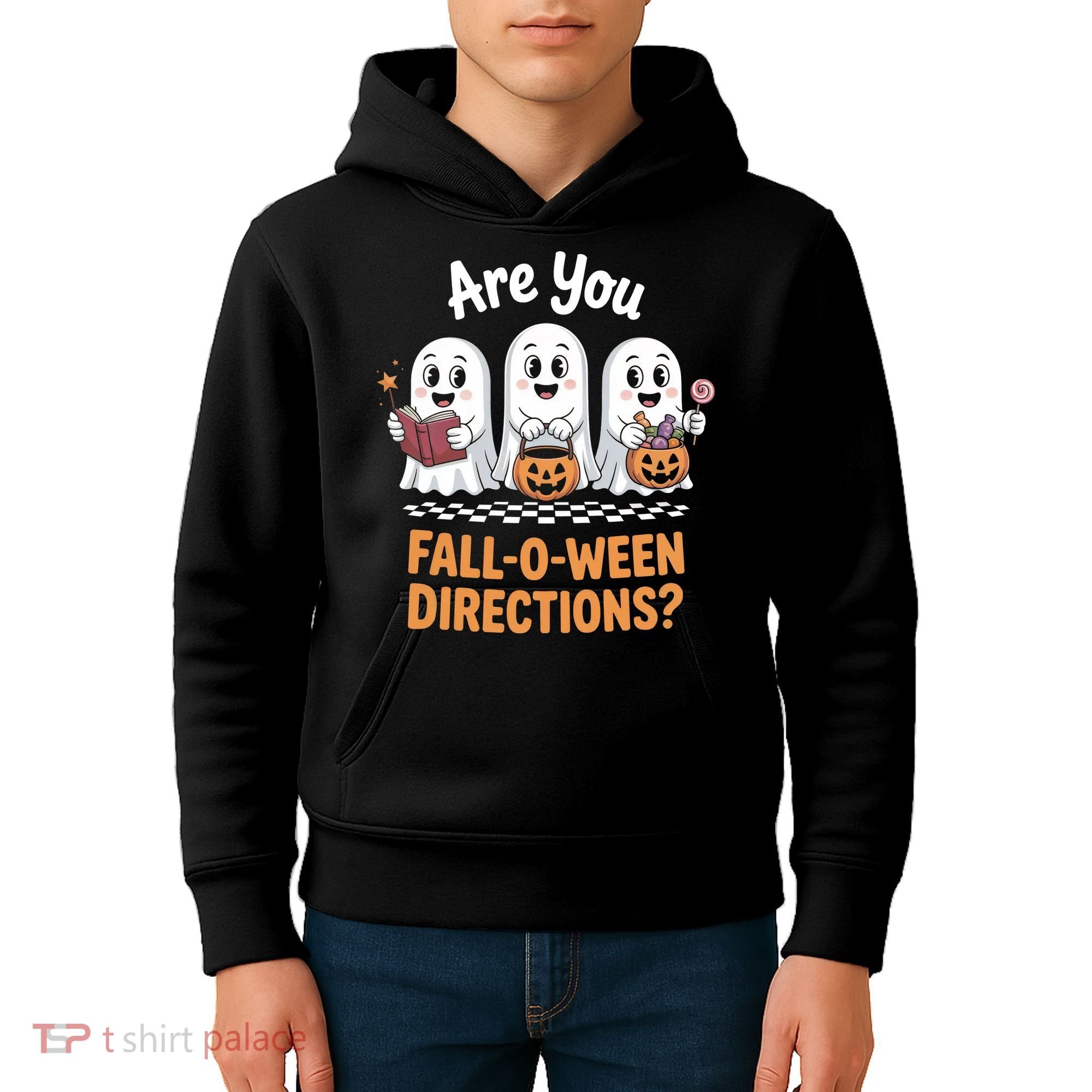 Are You Fall-O-Ween Directions Cute Halloween Teacher Ghost Kids Hoodie