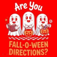 Are You Fall-O-Ween Directions Cute Halloween Teacher Ghost Santa Hat thumb 1