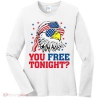 Are You Free Tonight 4th Of July Independence Day Bald Eagle Women's Long Sleeve Shirt thumb 0