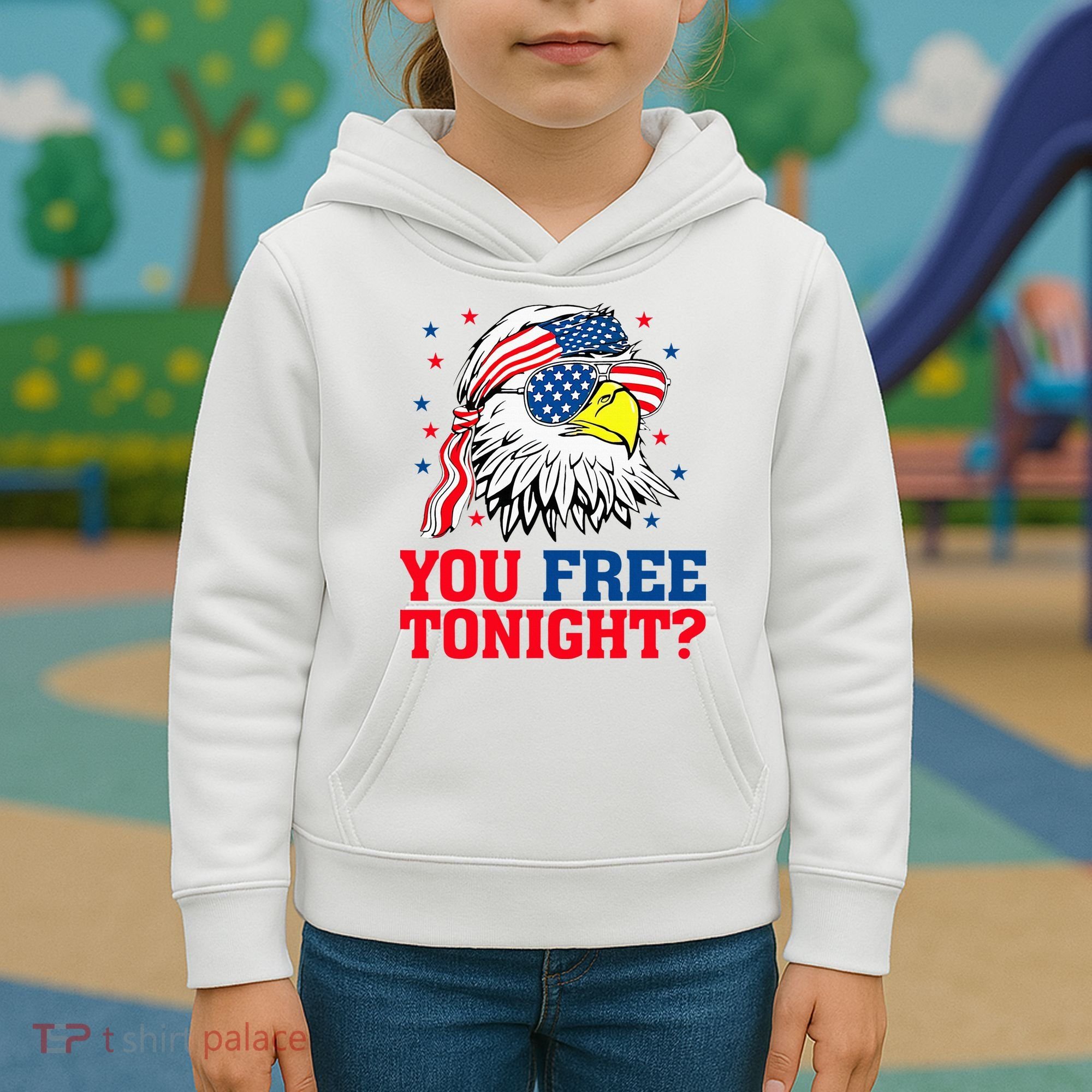 Are You Free Tonight 4th Of July Independence Day Bald Eagle Kids Hoodie