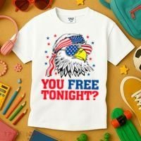 Are You Free Tonight 4th Of July Independence Day Bald Eagle Kids T-Shirt thumb 3