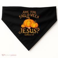 Are You Fall O Ween Jesus Christian Halloween Pumpkin USA-Made Doggie Bandana thumb 0