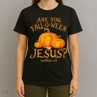 Are You Fall O Ween Jesus Christian Halloween Pumpkin T-Shirt thumb 4