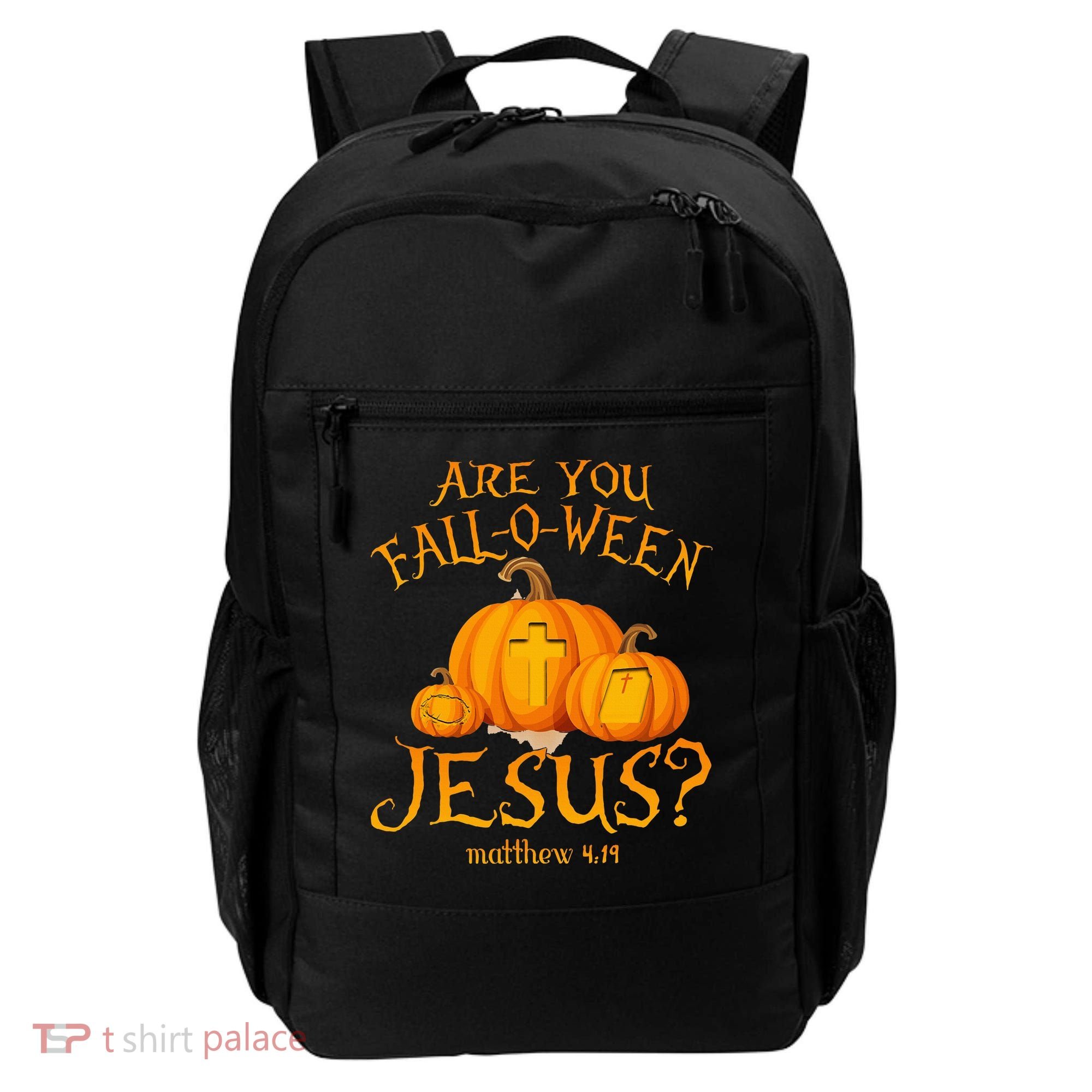 Are You Fall O Ween Jesus Christian Halloween Pumpkin Backpack