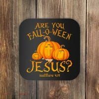 Are You Fall O Ween Jesus Christian Halloween Pumpkin Coaster thumb 0