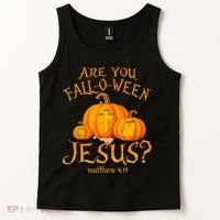 Are You Fall O Ween Jesus Christian Halloween Pumpkin Tank Top thumb 2