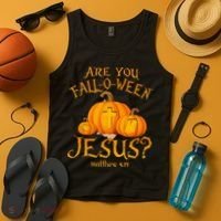 Are You Fall O Ween Jesus Christian Halloween Pumpkin Tank Top thumb 4