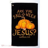 Are You Fall O Ween Jesus Christian Halloween Pumpkin Golf Towel thumb 0