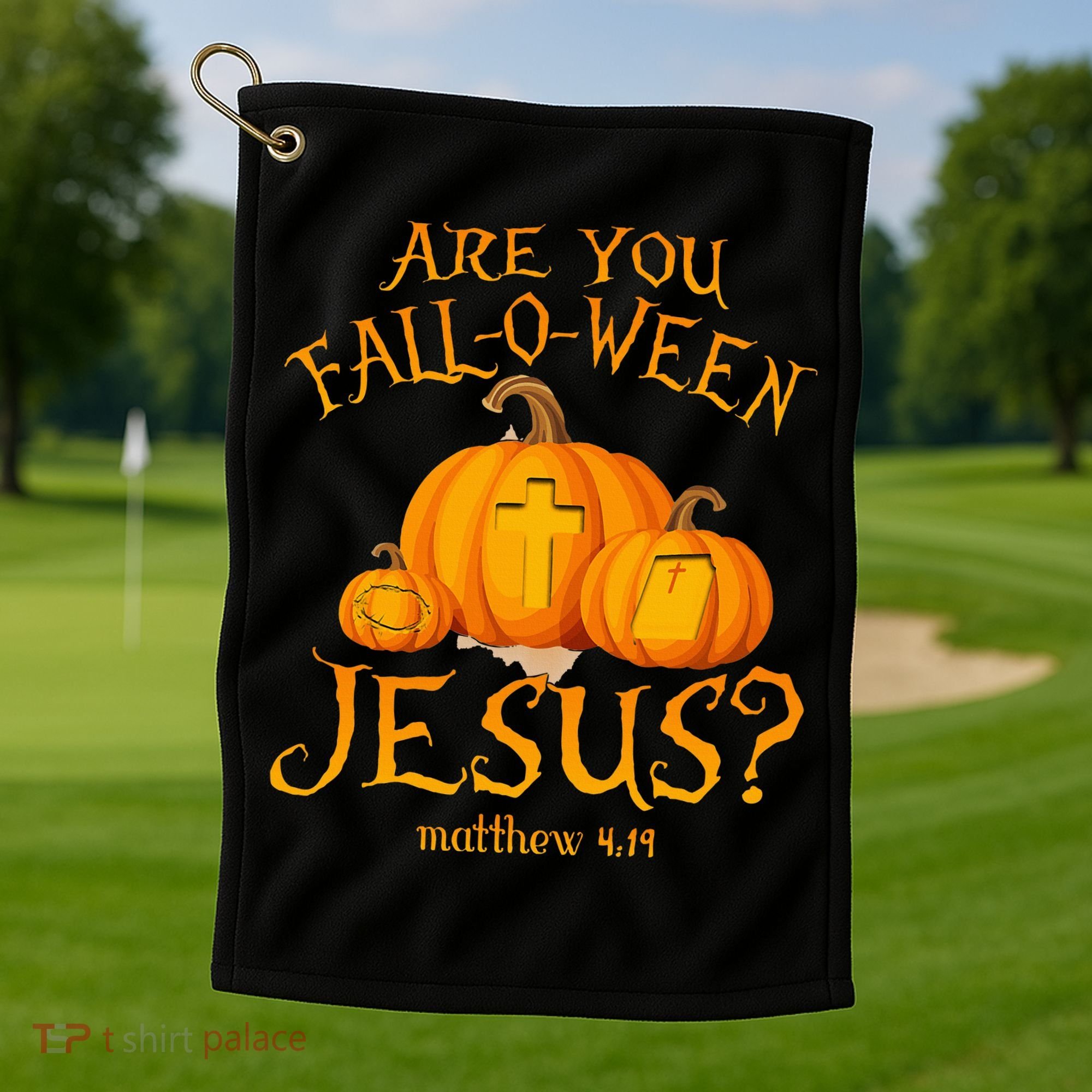 Are You Fall O Ween Jesus Christian Halloween Pumpkin Golf Towel