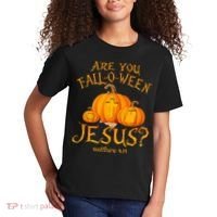 Are You Fall O Ween Jesus Christian Halloween Pumpkin Kids T-Shirt thumb 2