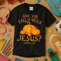 Are You Fall O Ween Jesus Christian Halloween Pumpkin Kids T-Shirt thumb 3