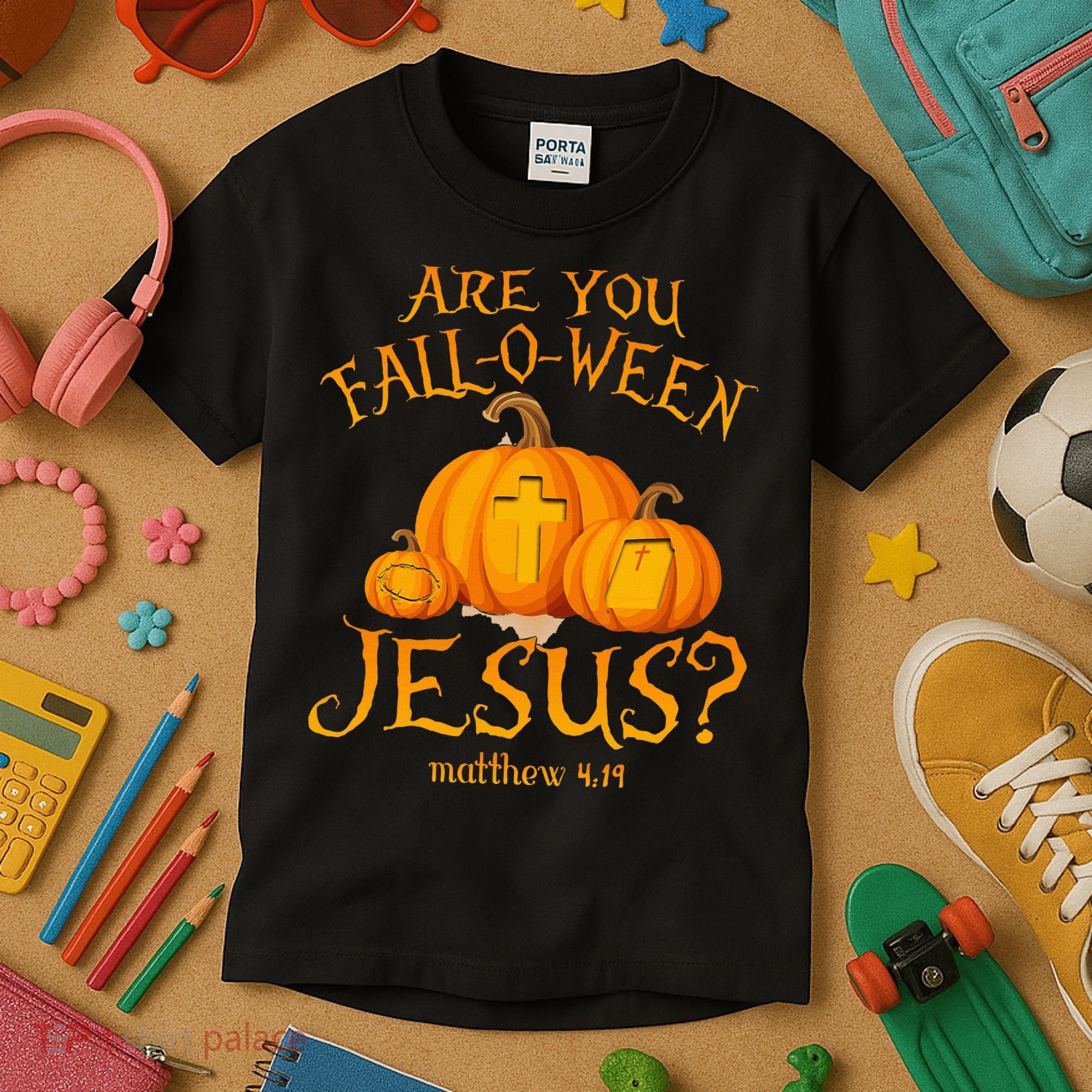Are You Fall O Ween Jesus Christian Halloween Pumpkin Kids T-Shirt