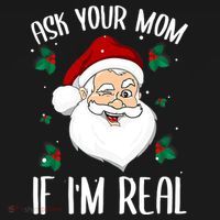Ask Your Mom If I'm Real Funny Christmas Santa Claus Xmas Apron thumb 3