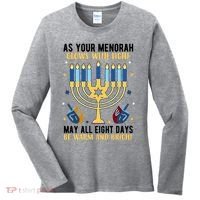 As Your Menorah Glows With Light May All Eight Days Be Warm And Bright Women's Long Sleeve Shirt thumb 0