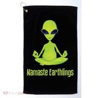 Alien Yoga Meditation Namaste Gift Golf Towel thumb 0