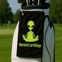 Alien Yoga Meditation Namaste Gift Golf Towel thumb 2