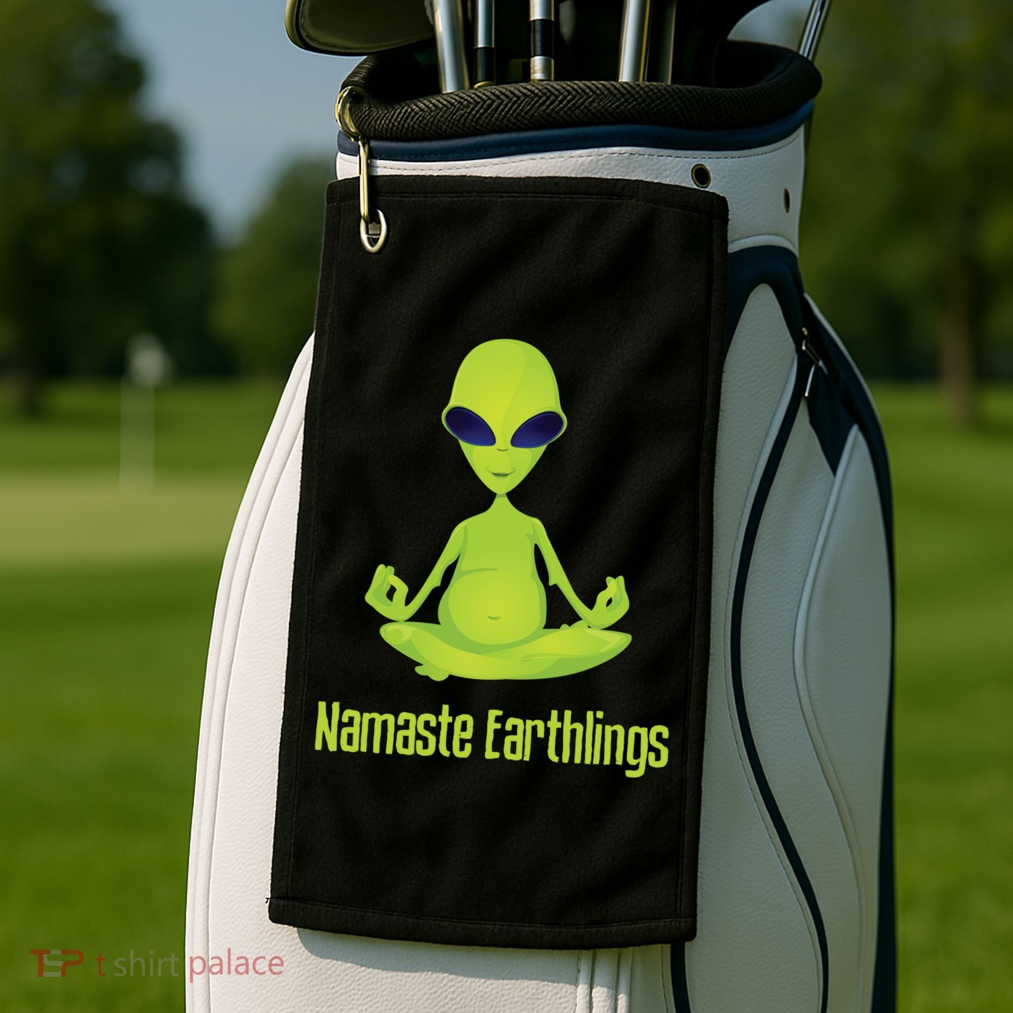 Alien Yoga Meditation Namaste Gift Golf Towel