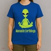 Alien Yoga Meditation Namaste Gift T-Shirt thumb 4