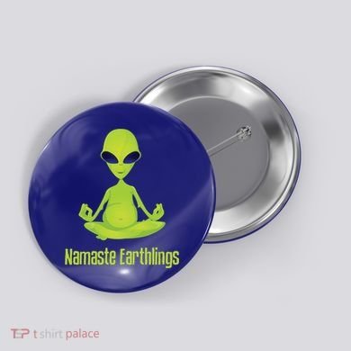 Alien Yoga Meditation Namaste Gift Button