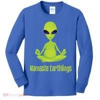Alien Yoga Meditation Namaste Gift Kids Long Sleeve Shirt thumb 0