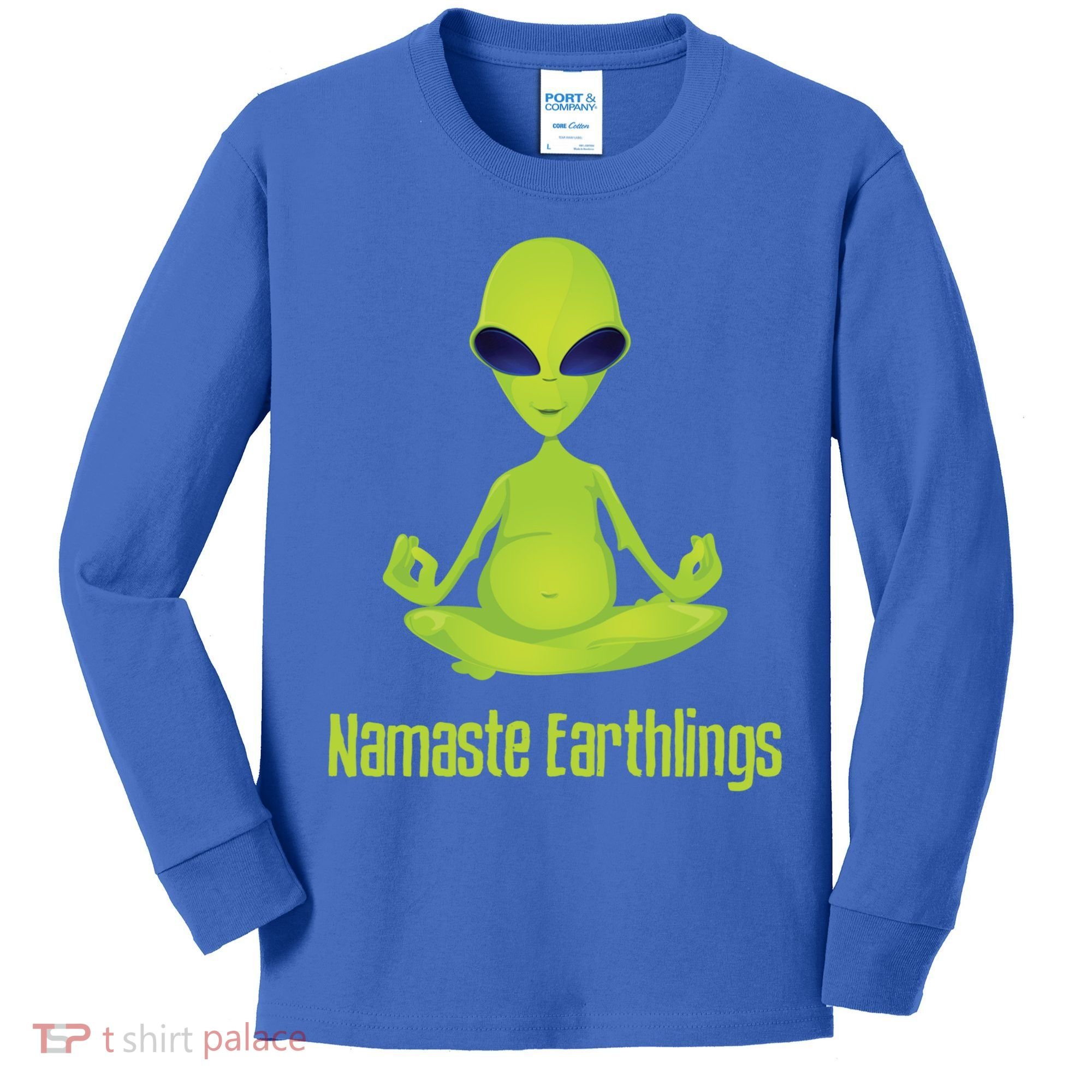 Alien Yoga Meditation Namaste Gift Kids Long Sleeve Shirt