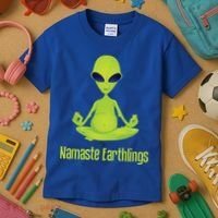 Alien Yoga Meditation Namaste Gift Kids T-Shirt thumb 3
