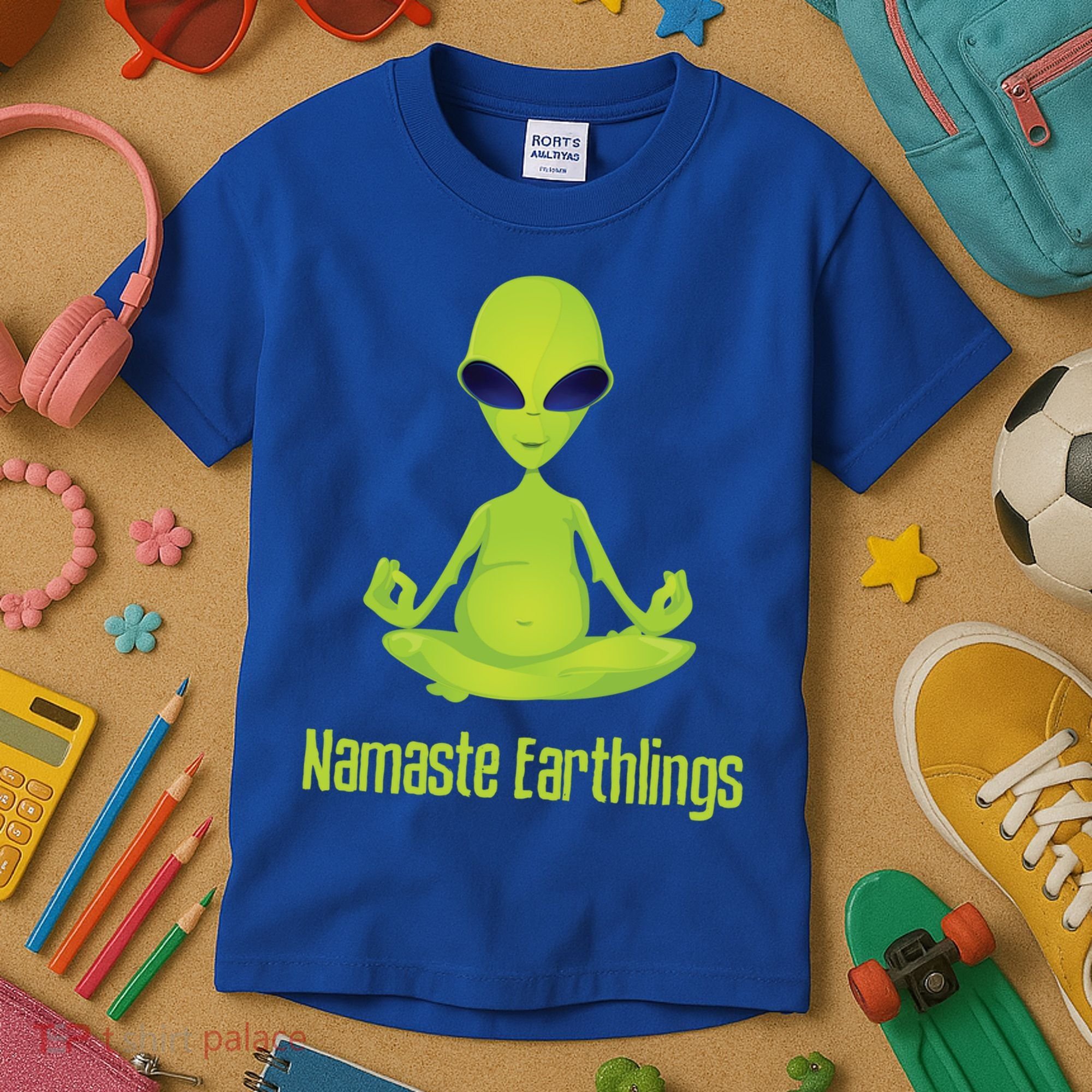 Alien Yoga Meditation Namaste Gift Kids T-Shirt