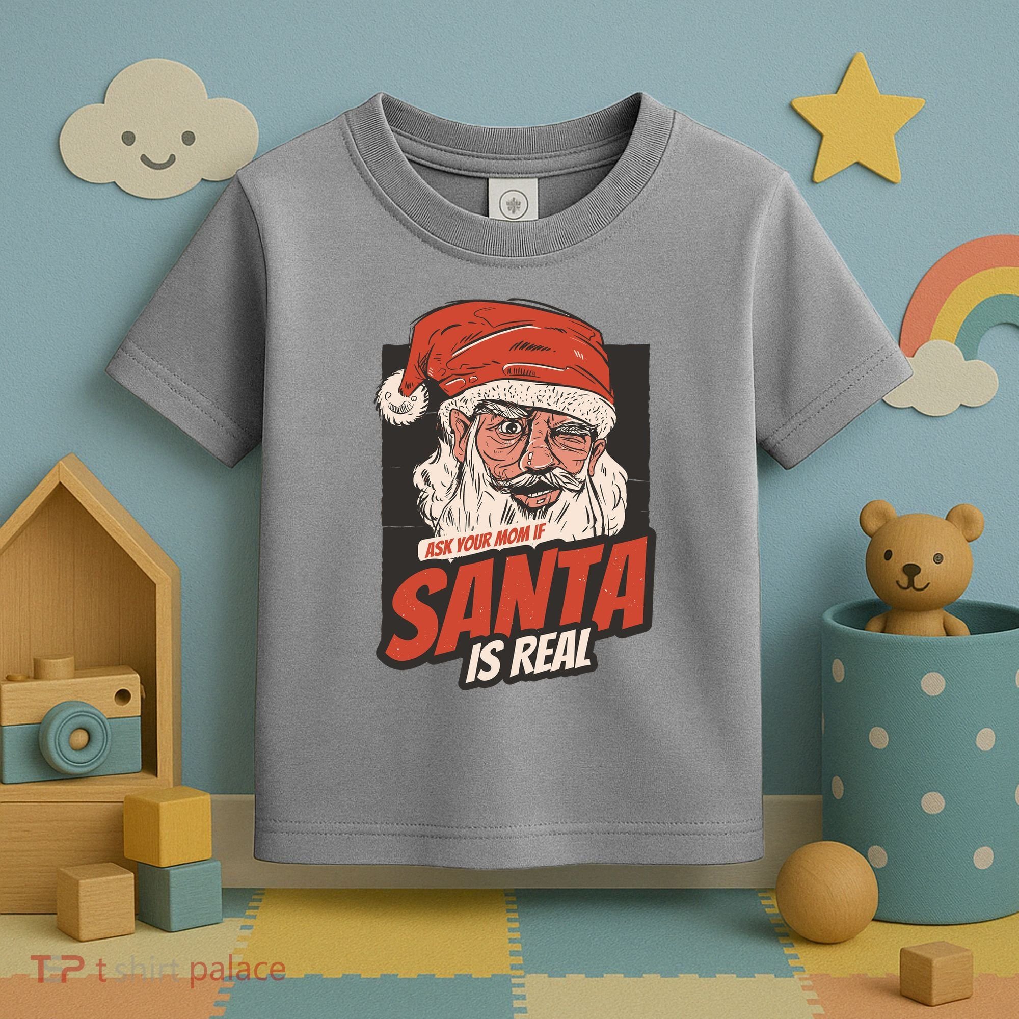 Ask Your Mom If Santa Is Real Funny Toddler T-Shirt