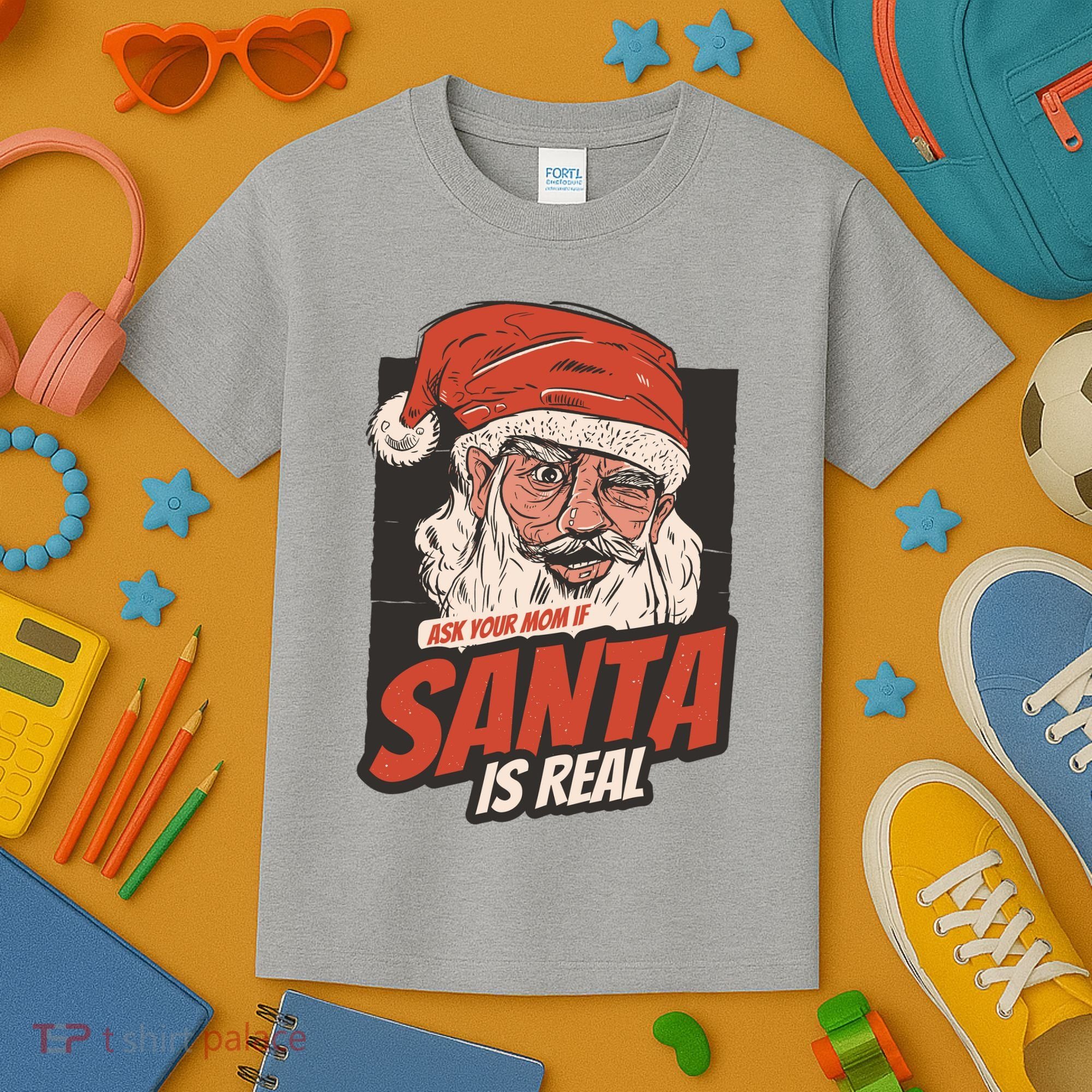 Ask Your Mom If Santa Is Real Funny Kids T-Shirt