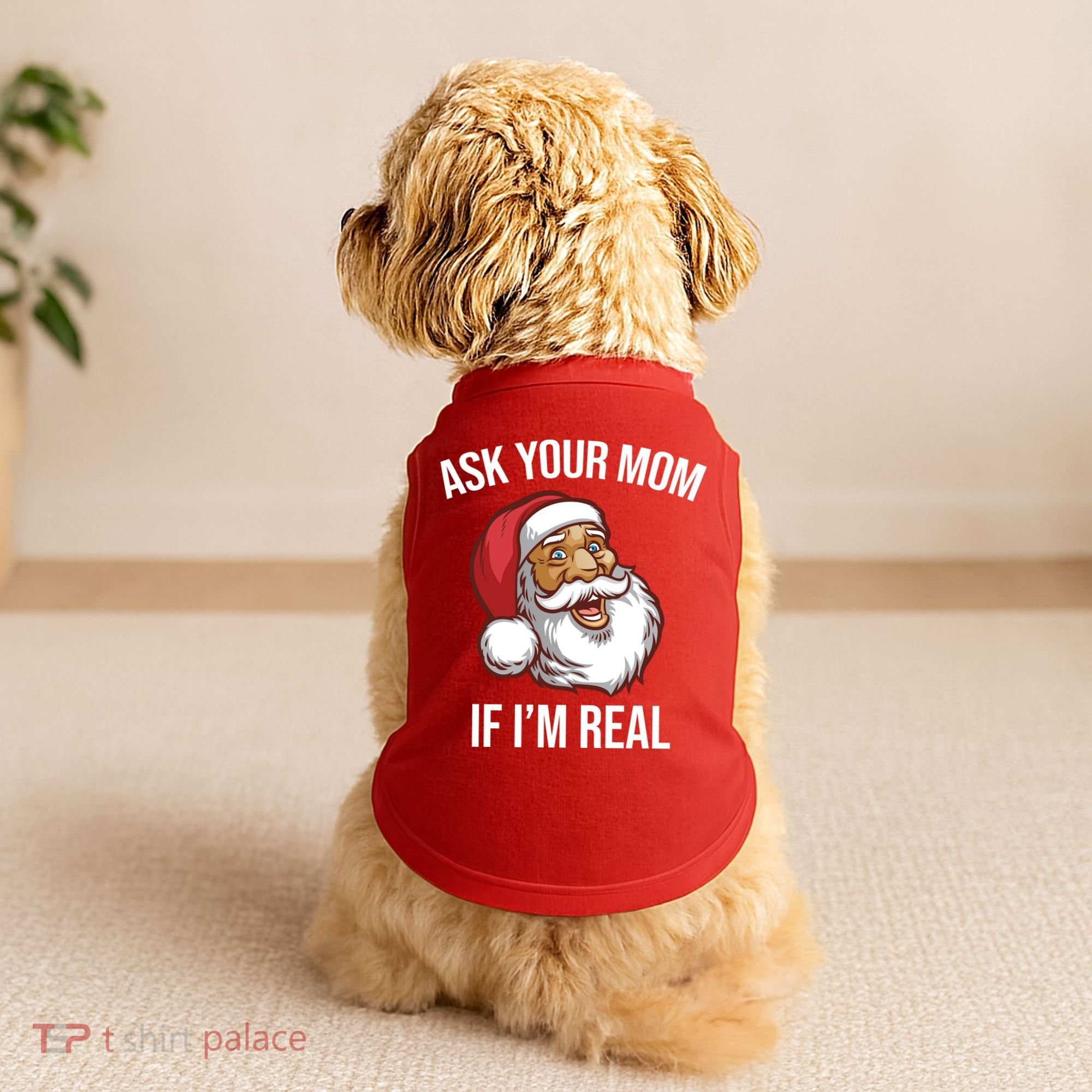 Ask Your Mom If I'm Real Funny Santa Doggie Tank