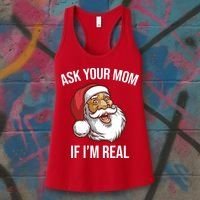 Ask Your Mom If I'm Real Funny Santa Women's Tank Top thumb 3