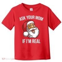 Ask Your Mom If I'm Real Funny Santa Toddler T-Shirt thumb 0