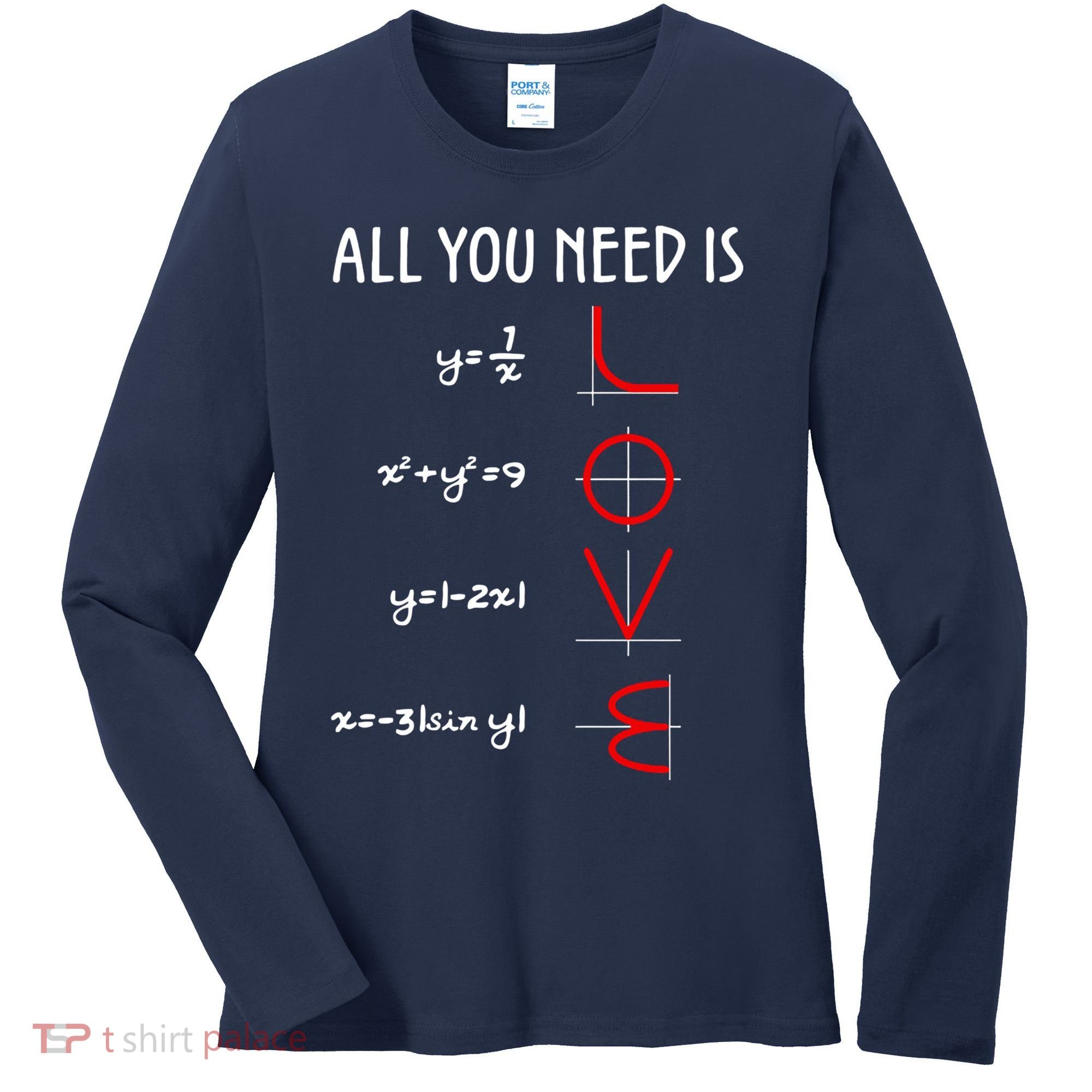All You Need Is Love Math Vertical Women's Long Sleeve Shirt