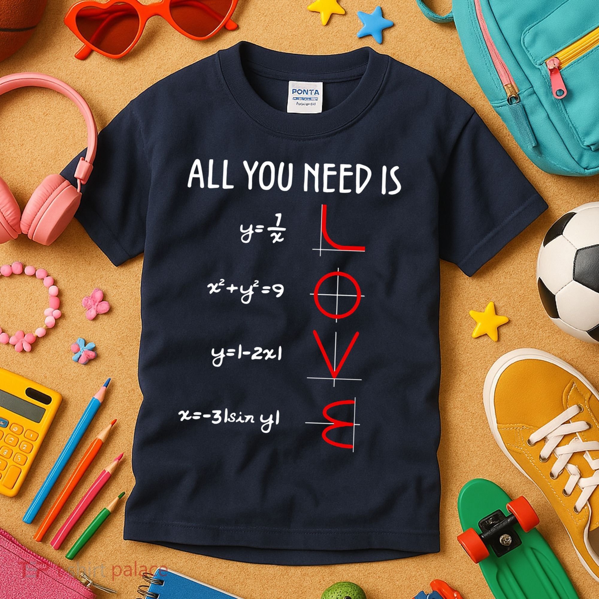 All You Need Is Love Math Vertical Kids T-Shirt