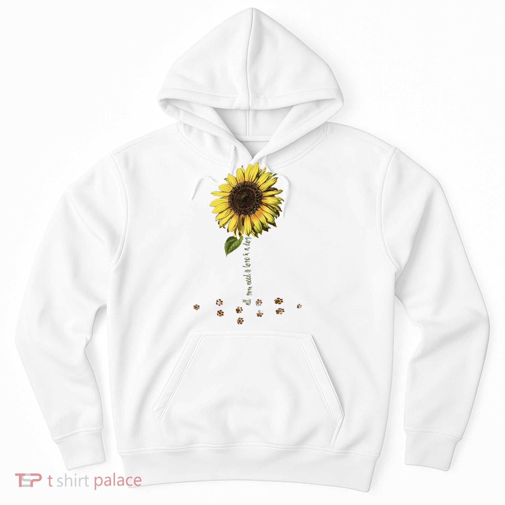 All You Need Is A Dog And Love Sunflower Paw Prints Gift Hoodie